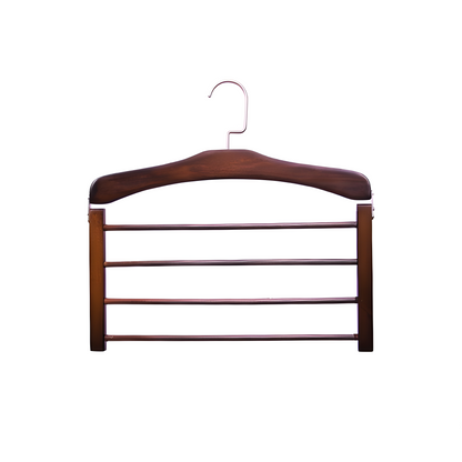 Houten Kledinghangers Walnoot & Natuurlijk Hout – Klassieke Garderobehanger met Metalen Haak – 38x38x12cm