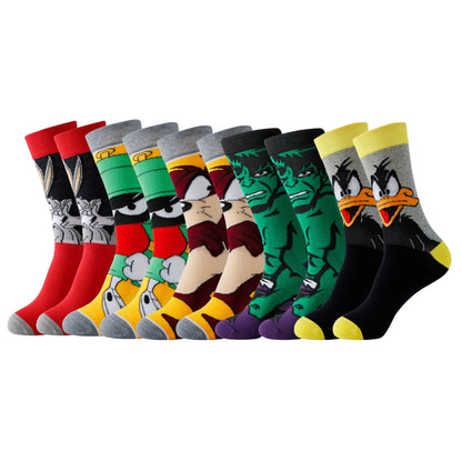 Cartoon Sokken Set 20 Paar Polyester Spandex Multicolor Casual Streetwear Unisex Ademend Elastisch