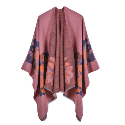 Dames Sjaal Bloemenprint Cape Stijl Levi's Blazer Look
