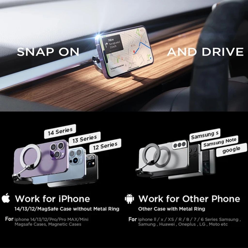 360° Magnetische Telefoonhouder voor Auto met Verstelbare Hoogte en Rotatie