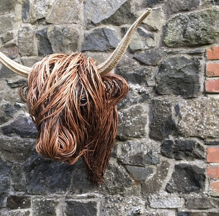 Wanddecoratie Stier Hoofd Handgemaakt Riet Naturel Woonkamer Landelijk Highland Cow Wandsculptuur Muurdecoratie Rustiek