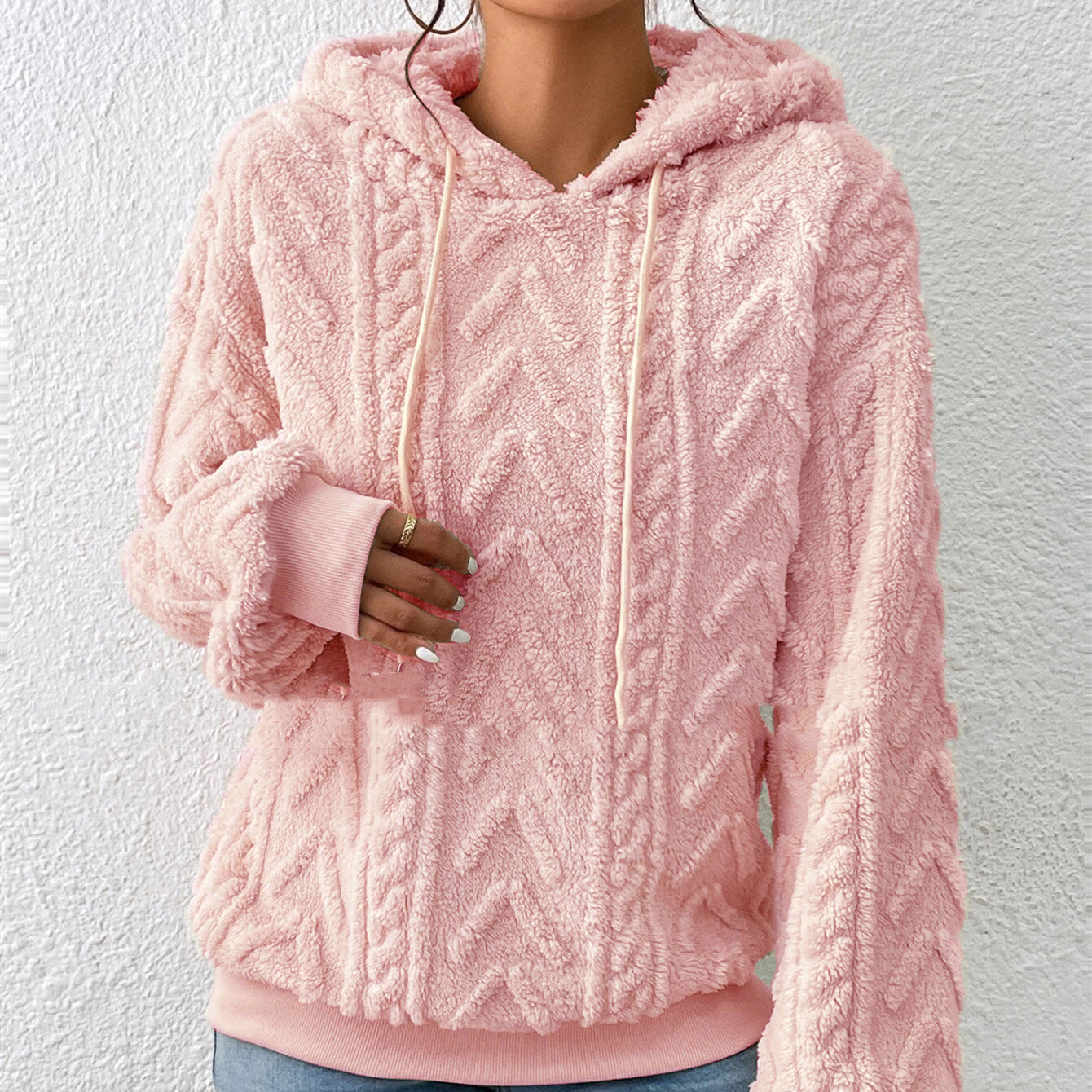 Dames Hoodie Zacht Geometrisch Patroon Warm en Comfortabel