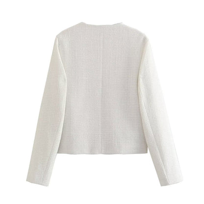 Dames Jas Bouclé Luxe Gouden Knopen