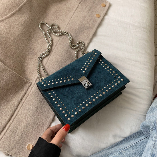 Dames Schoudertas Klein met Studs Trendy Glanzend Design