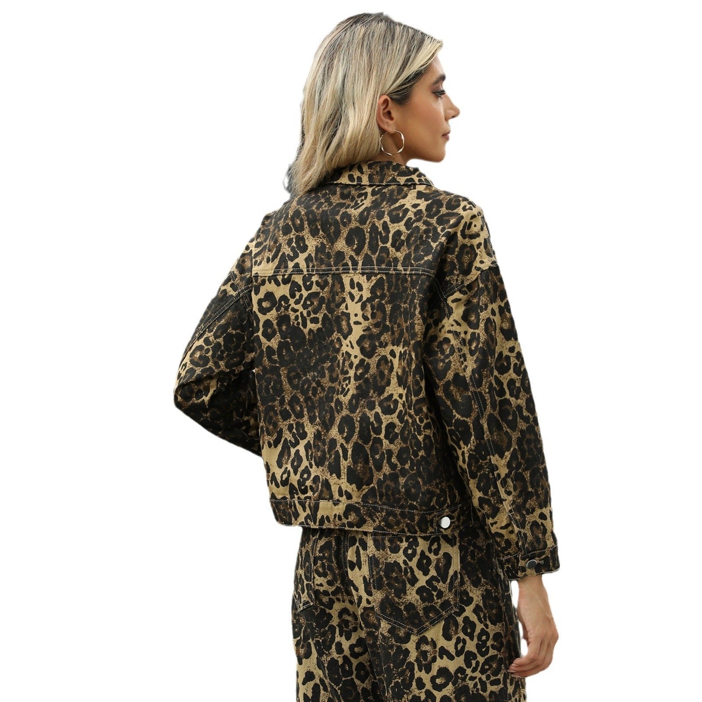 Dames Jas Leopard Print Streetwear Modieus