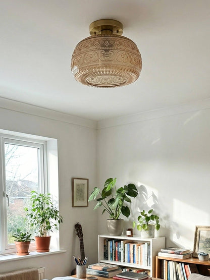 Glazen Bol Plafondlamp Getextureerd Glas Semi-Flush Verlichting voor Elke Ruimte