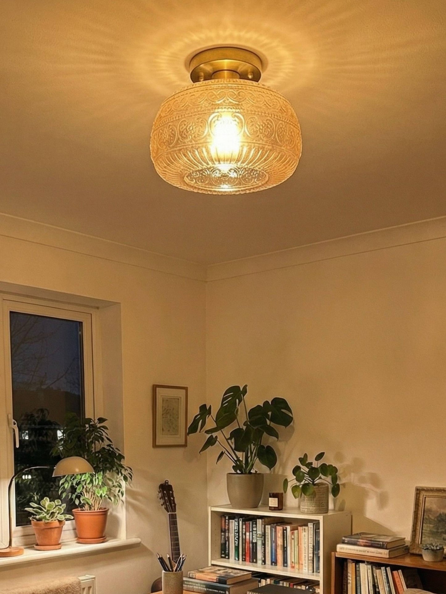 Glazen Bol Plafondlamp Getextureerd Glas Semi-Flush Verlichting voor Elke Ruimte