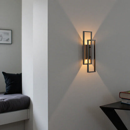 Wandlamp LED Rechthoekig Geometrisch Aluminium Zwart Warm Wit 3000K Hal Slaapkamer Modern