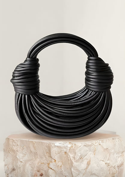 Zwarte Leren Schoudertas Luxe Design Handtas - StudioMarella
