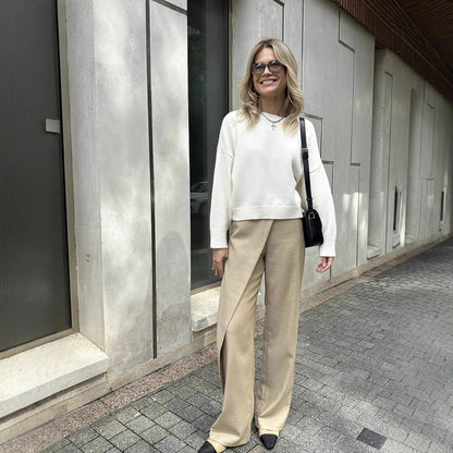 Dames Trui Zacht Gebreid Ronde Hals Basis Model