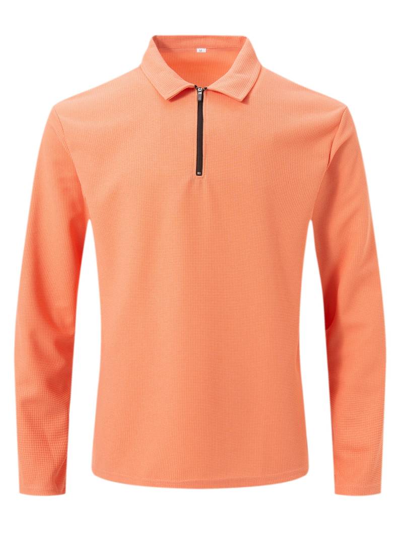 Heren Wafelshirt Lange Mouwen V-Hals Katoen