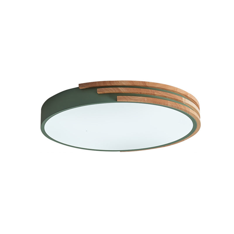 Ronde Plafondlamp Hout & Acryl – Scandinavische Stijl 40cm