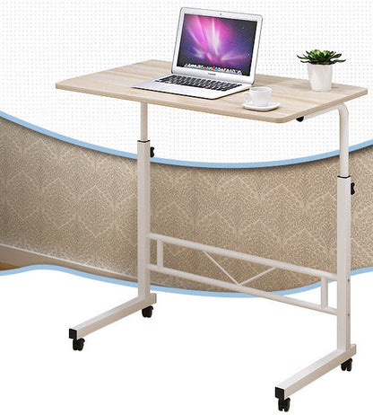 Verstelbare Laptoptafel Op Wielen Wit Staal Hout Hoogte Instelbaar Sofa Bijzettafel