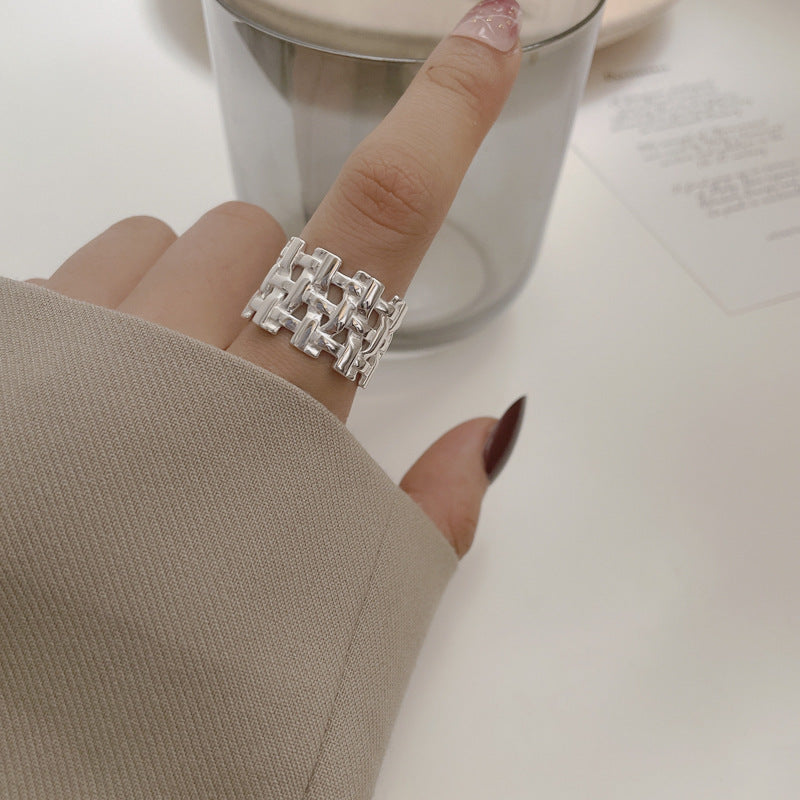 Zilveren Ring voor Dames Gevlochten Opengewerkt