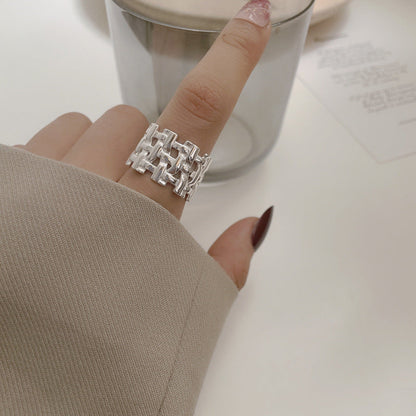 Zilveren Ring voor Dames Gevlochten Opengewerkt