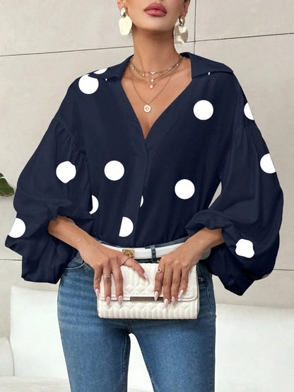 Dames Blouse Grote Polka Dot met Wijd Mouwen