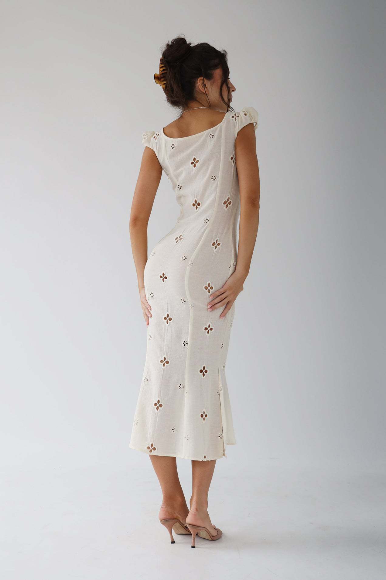 Vintage Fishtail Midi-jurk Geborduurd Romantisch Elegant