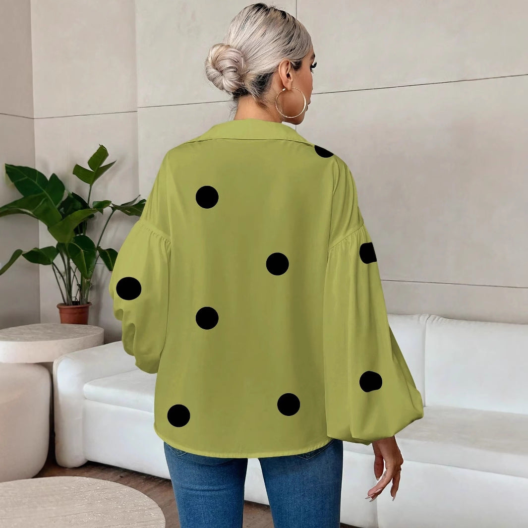Dames Blouse Grote Polka Dot met Wijd Mouwen