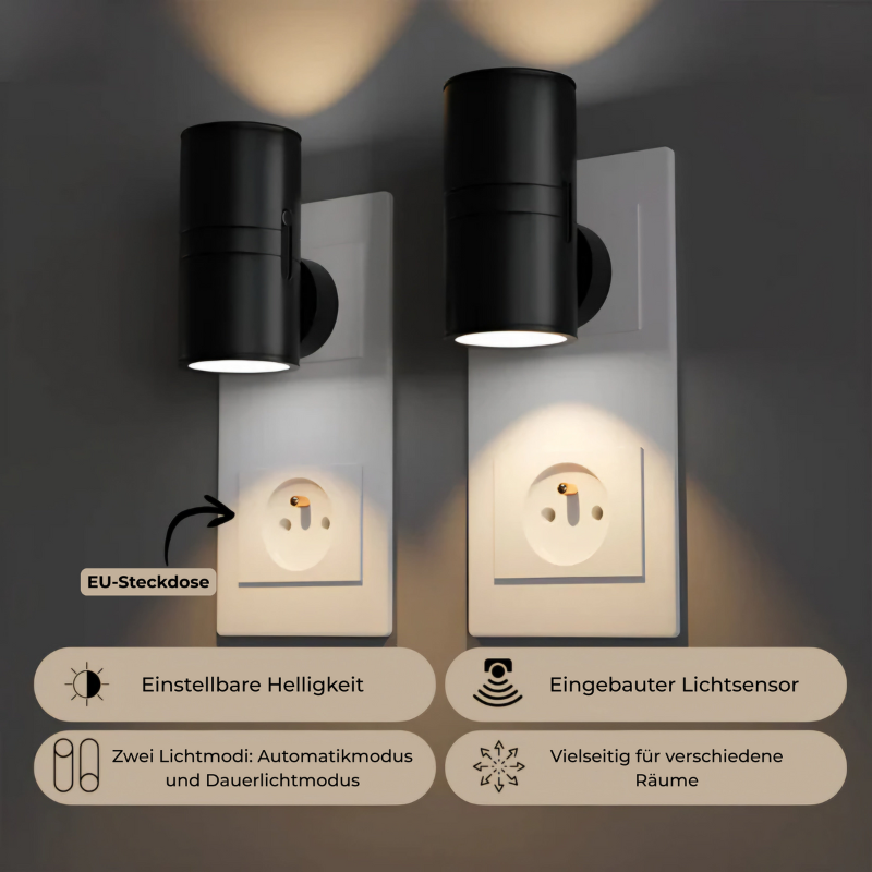 Dimbare Wandlamp met Nachtlichtfunctie Stekkerlamp Zwart Wit Moderne Slaapkamer Kinderkamer Verlichting LED