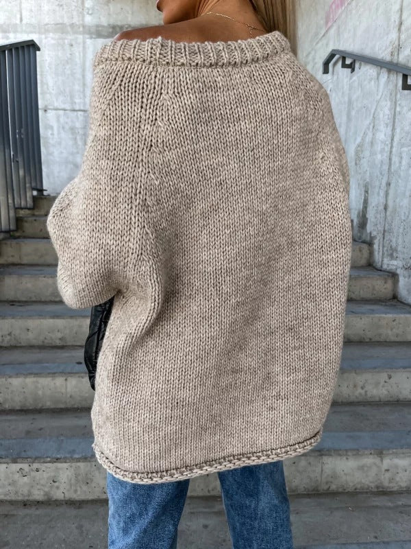 Dames Trui Off-shoulder Gebreid Elegant Zwart