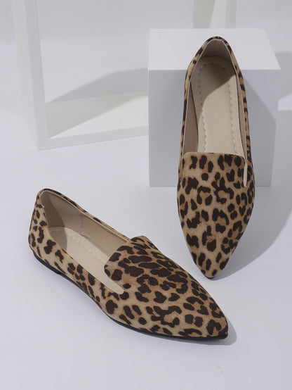Dames Ballerina's Comfortabele Panterprint Puntneus Schoenen