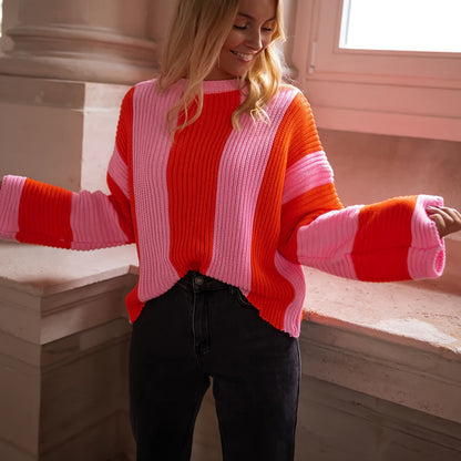 Dames Trui Gestreept Colorblock Comfortabele Pasvorm