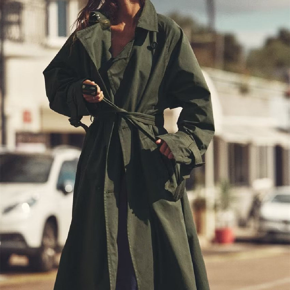 Dames Trenchcoat Lange Voorjaarsjas met Ceintuur Trendy Look