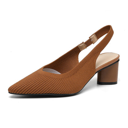 Vrouwelijke Slingback Pumps met Puntige Neus en Blokhak