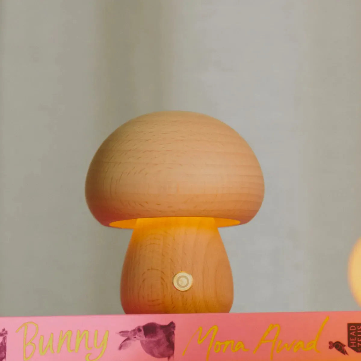 Tafellamp Hout Oplaadbaar Touch Dimbaar Paddenstoel Organisch Beuk Walnoot USB