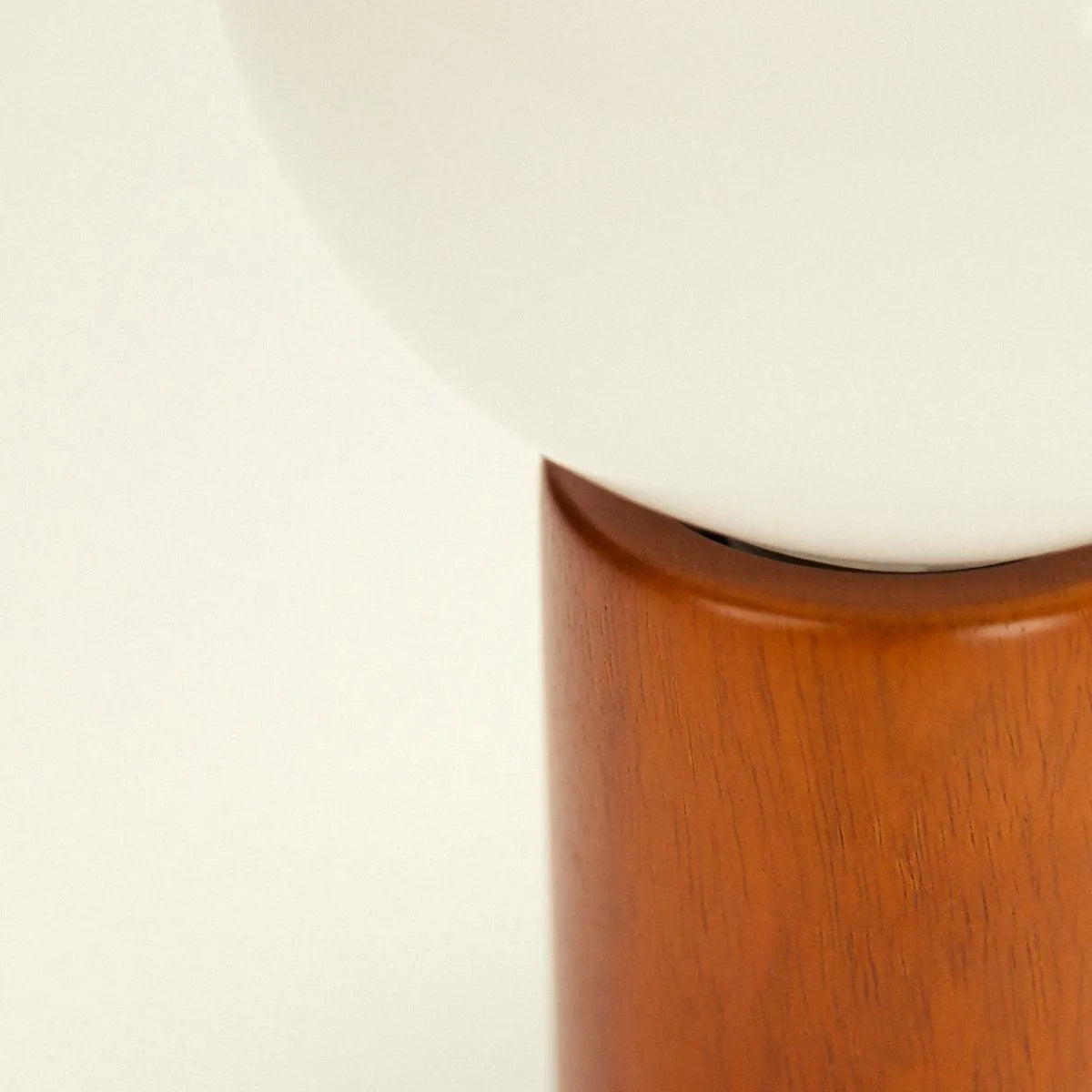 Tafellamp Hout Glas Vintage Mid-Century 28cm Ronde Bol Nachtkastlamp Slaapkamer