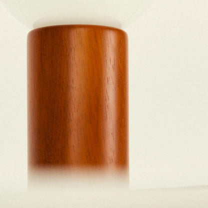 Tafellamp Hout Glas Vintage Mid-Century 28cm Ronde Bol Nachtkastlamp Slaapkamer