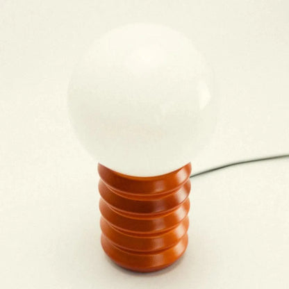 Tafellamp Hout Glas Ribbel Retro 28cm Bosgroen Rood Glazen Bol Sfeerverlichting