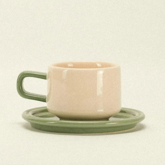 Kop en Schotel Keramiek Kleurrijk Klassiek Koffie Thee Cacao Premium Servies Set