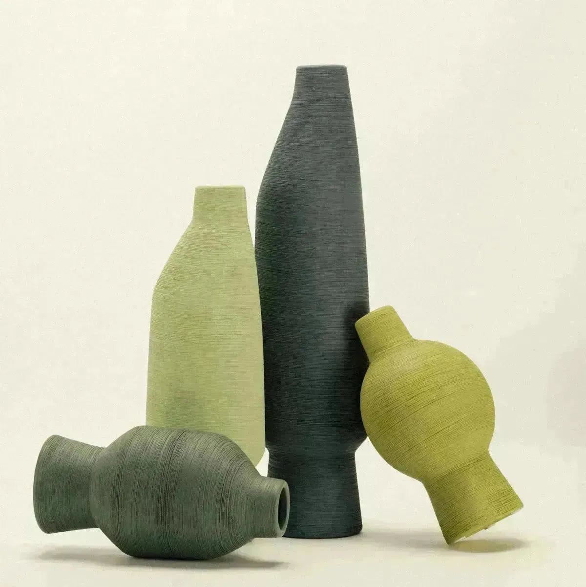 Vaas Keramiek Organisch Groen Smaragd Matcha Olijf Sculptuur Woonkamer Bloemenvaas
