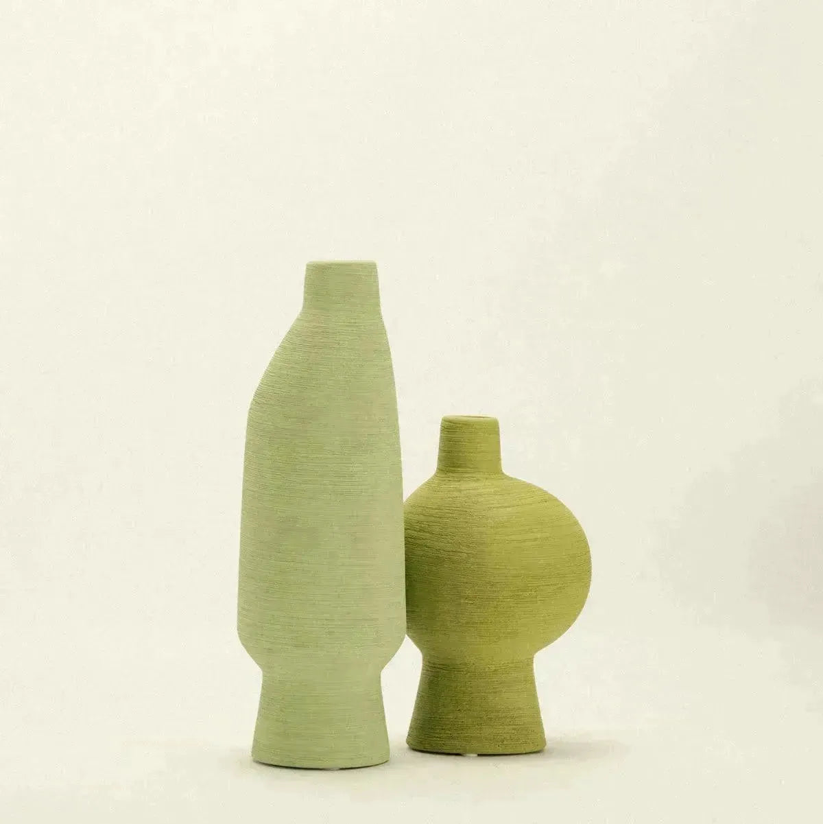 Vaas Keramiek Organisch Groen Smaragd Matcha Olijf Sculptuur Woonkamer Bloemenvaas