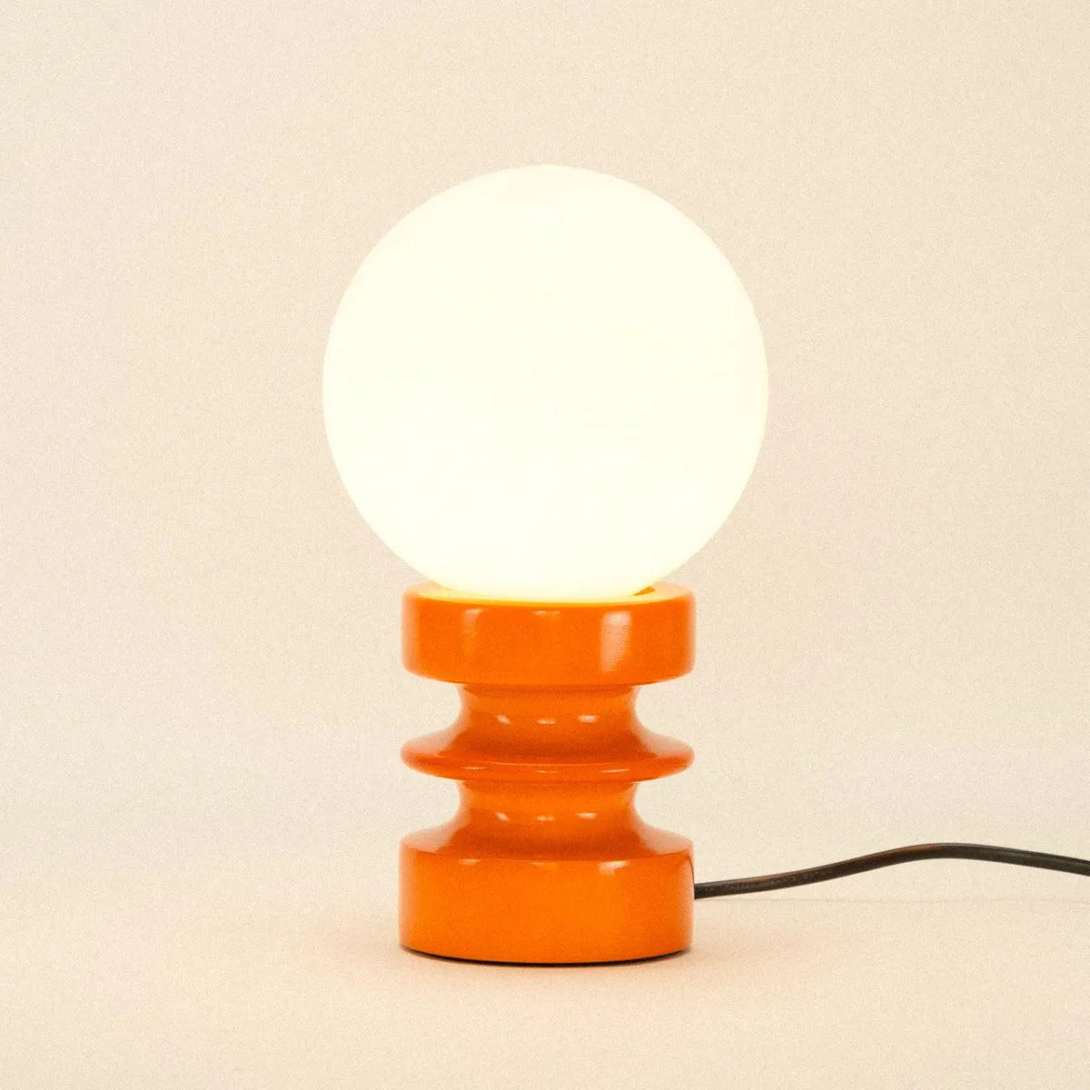 Tafellamp Massief Hout Glas Vintage 28cm Groen Oranje Retro Sfeerverlichting Modern