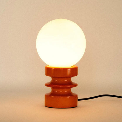 Tafellamp Massief Hout Glas Vintage 28cm Groen Oranje Retro Sfeerverlichting Modern