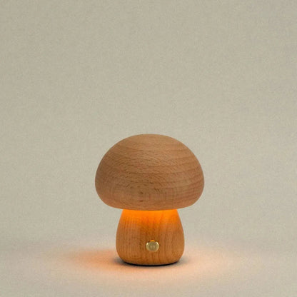 Tafellamp Hout Oplaadbaar Touch Dimbaar Paddenstoel Organisch Beuk Walnoot USB