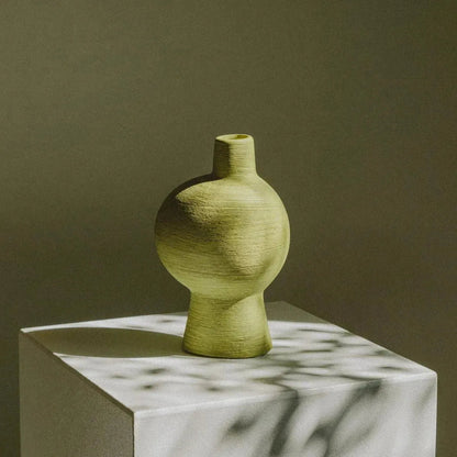 Vaas Keramiek Organisch Groen Smaragd Matcha Olijf Sculptuur Woonkamer Bloemenvaas