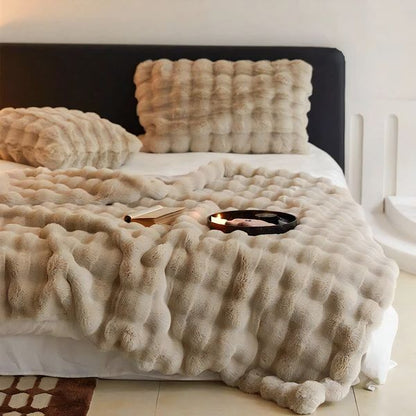 Zachte Imitatiebont Plaid – Luxe Konijnenbont Textuur – 160x200cm – Voor Bank & Bed