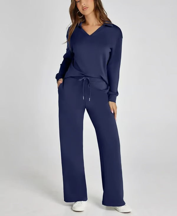 Dames Sweater Set met Wijde Broek - Zacht en Warm voor Herfst en Winter