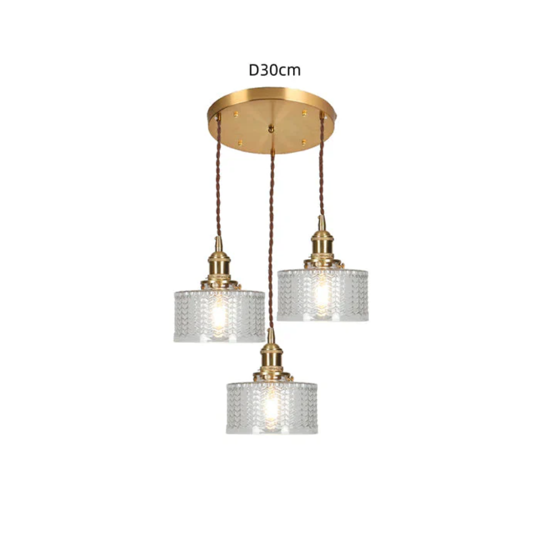 Quilivon Hanglamp Glas Messing Groen E27 Keuken Eettafel Retro Verlichting Geribbeld Glas Design