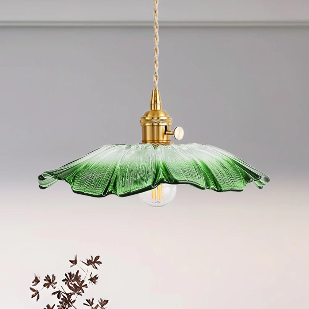 Sansoti | Cullivan Bloemvormige Hanglamp – Glazen Hanglamp met Gouden Fitting voor Woonkamer & Eetkamer
