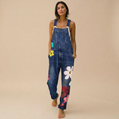 Bloemenprint Jumpsuit Denim Vrouwelijk Model