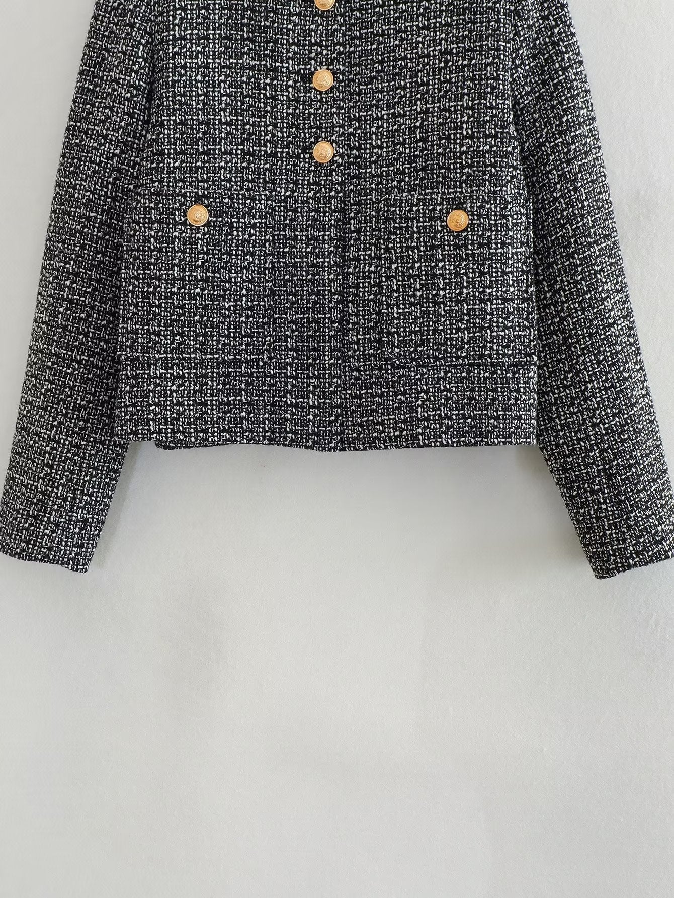 Dames Jas Bouclé Luxe Gouden Knopen