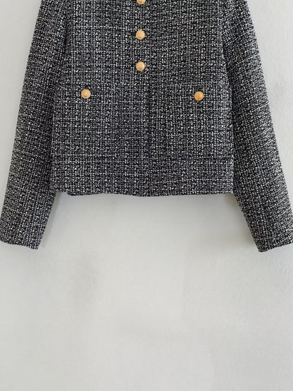 Dames Jas Bouclé Luxe Gouden Knopen