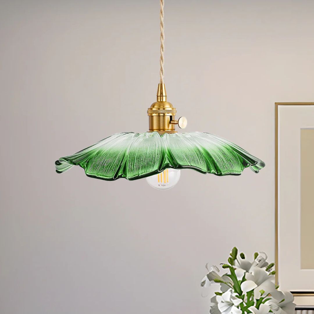 Sansoti | Cullivan Bloemvormige Hanglamp – Glazen Hanglamp met Gouden Fitting voor Woonkamer & Eetkamer