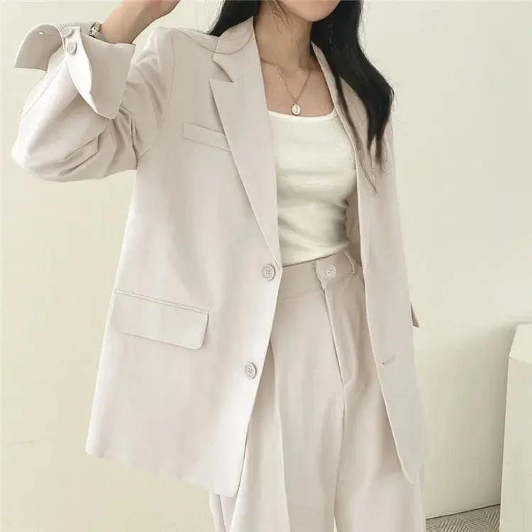 Dames Blazer Set met Rechte Broek Elegante Outfit