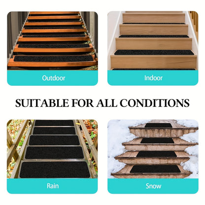 Antislip Trapstrips Set 10 Stuks Zelfklevend 15x61cm Zwart Weerbestendig Trap Oprit Binnen Buiten Veilig