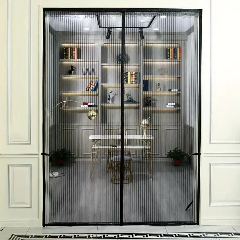 Magnetisch Hordeur met Automatische Sluiting voor Deur 80-120cm Zwart Wit Insectenwering